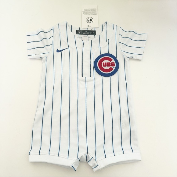 Nike Other - Nike MLB Chicago Cubs Baby Boy Striped Romper Jersey 12M NWT